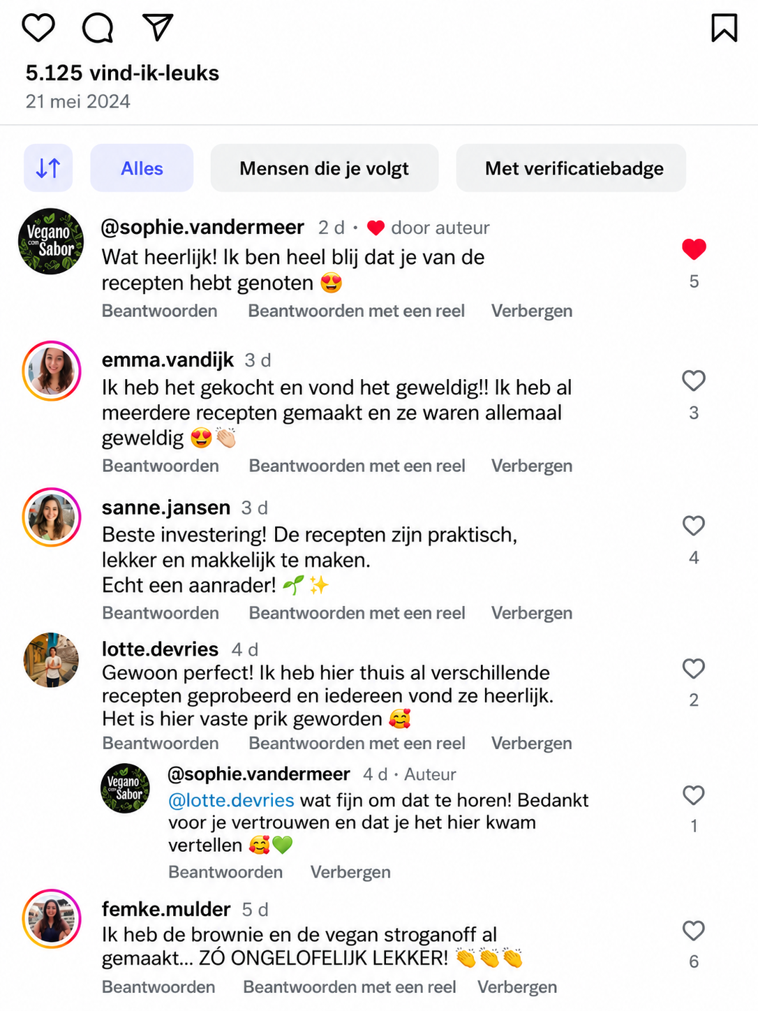 Klantrecensie op Instagram